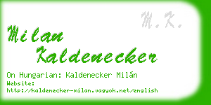 milan kaldenecker business card